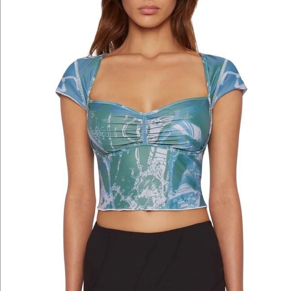 Danielle Guizio cap sleeve ruched top